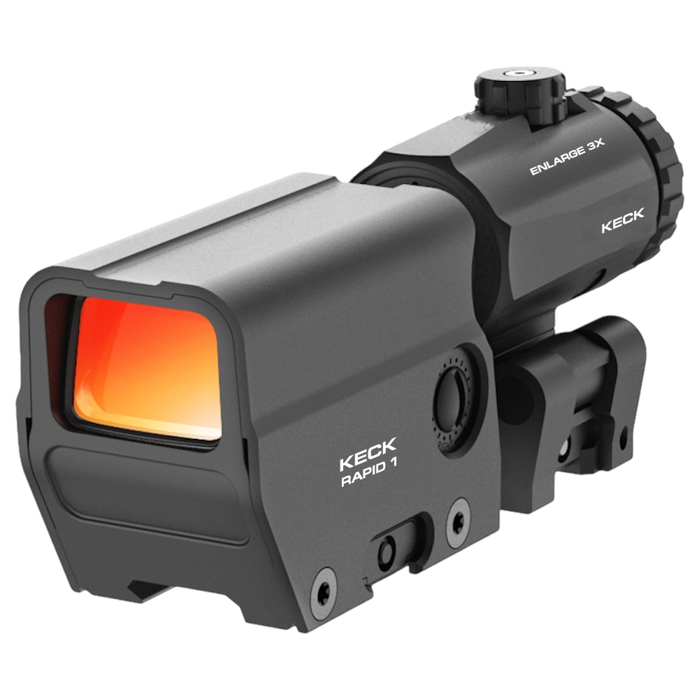 Ensemble loupe KECK ENLARGE 3X + viseur point rouge KECK RAPID 1