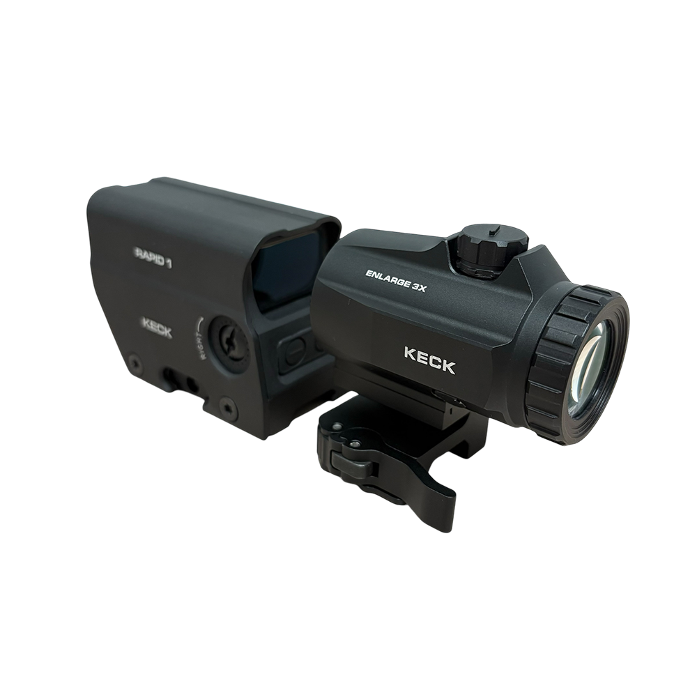 Ensemble loupe KECK ENLARGE 3X + viseur point rouge KECK RAPID 1