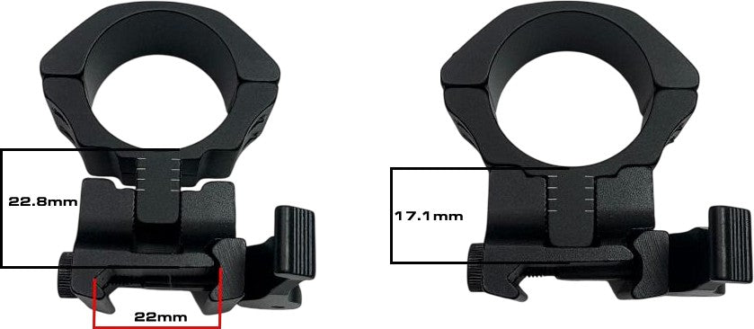 Collier de montage KECK KE1630 – tube 30 mm – Picatinny – hauteur 17,1 mm
