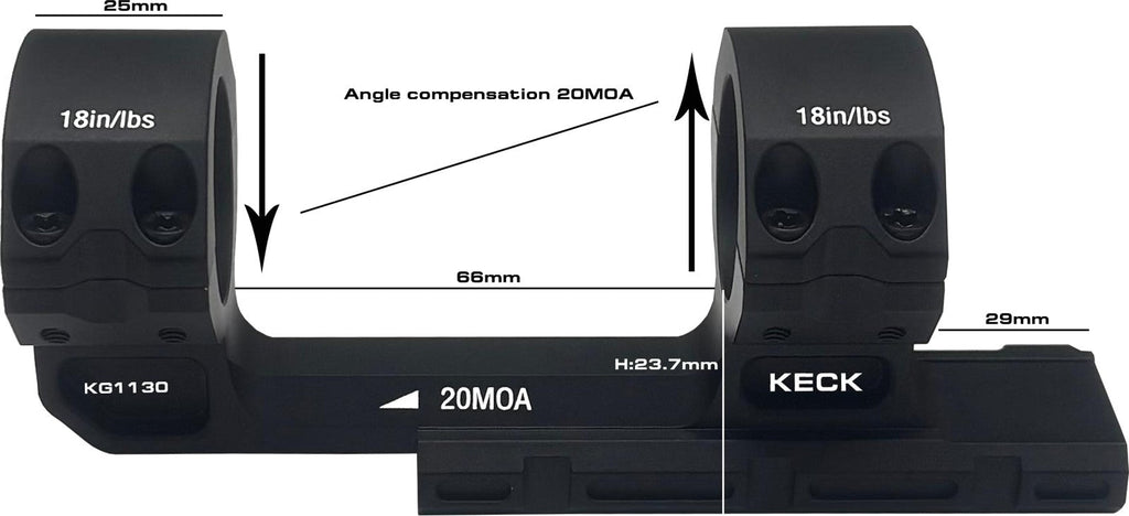 Montage monobloc KECK KG1134 – tube 34 mm – Picatinny – 20 MOA